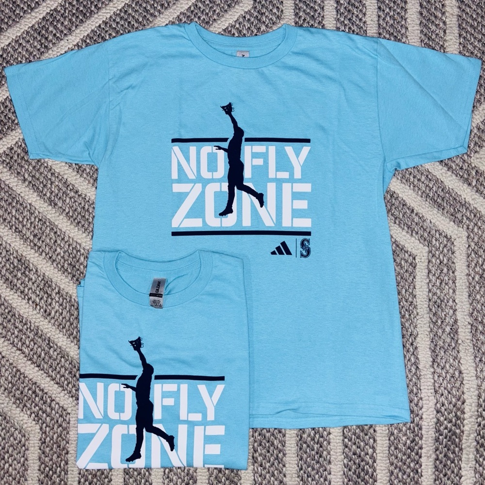Seattle Mariners No Fly Zone Blue T-Shirt.  
Youth Large
TWO T-Shirts  Available